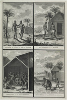 KG 11975
<br/>
Guinea: wijze van ochtendgroet, wijze van trouwen en geboorteceremonie (2x).
<br/>
<em>Picart, Bernard (1673-1733)</em>